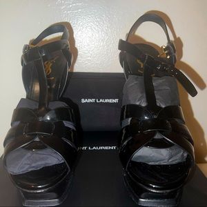 Saint Laurent Tribute Patent Platform Sandals
